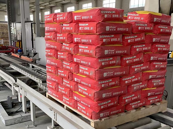 Sacs à valve remplis dans l'usine